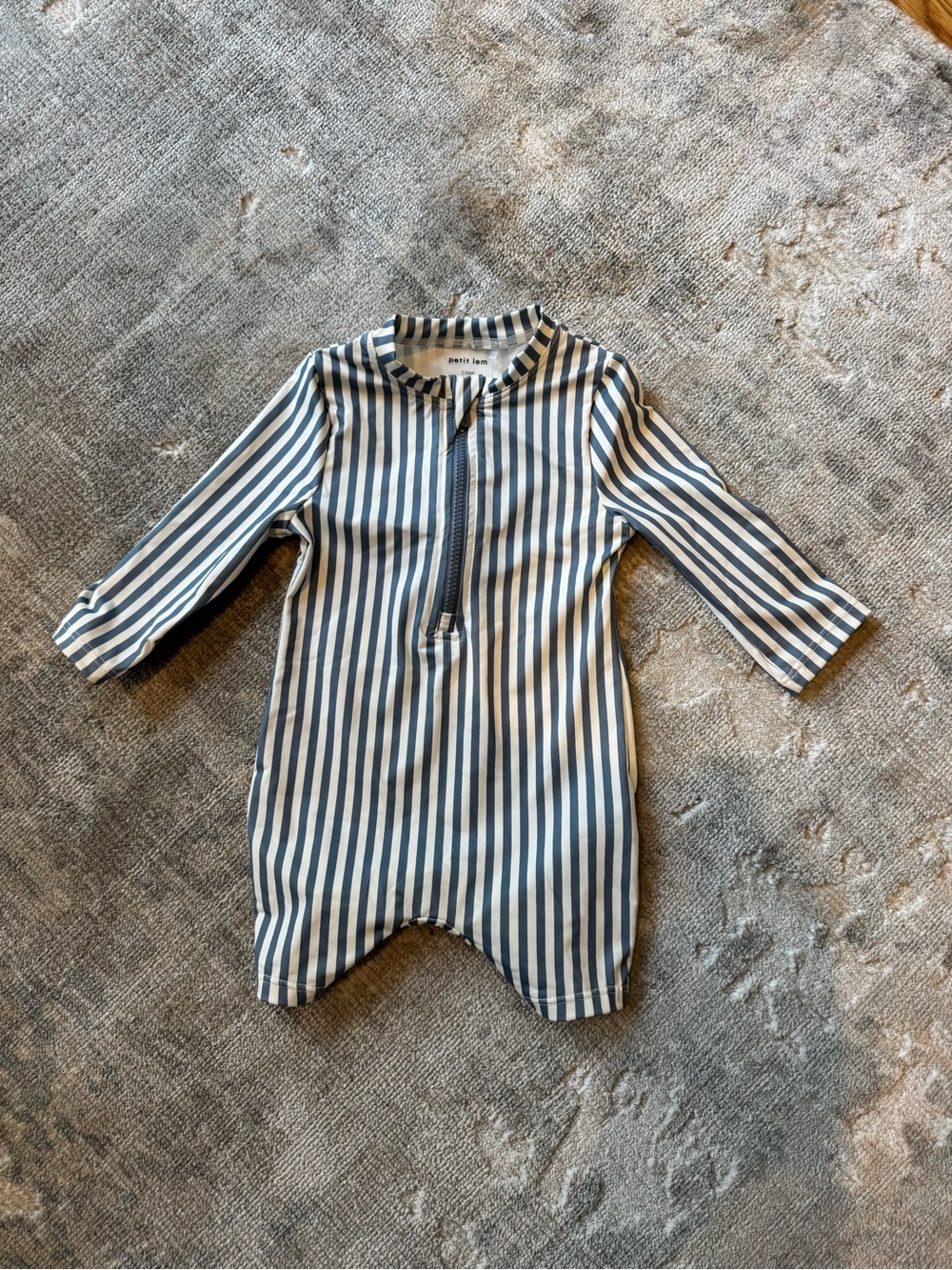 Petit Lem Striped Baby swimsuit - Blue and White - never worn
